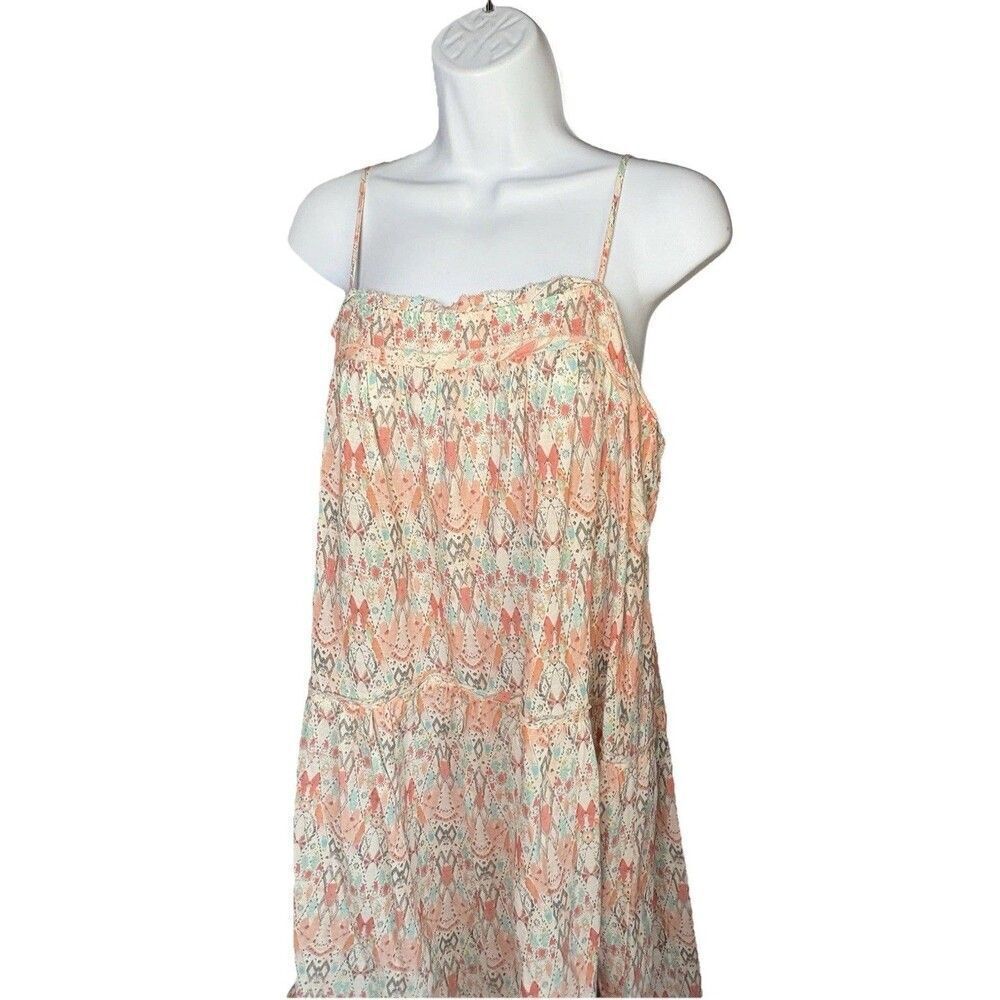 Anthropologie Peach & Cream Printed Midi Sundress